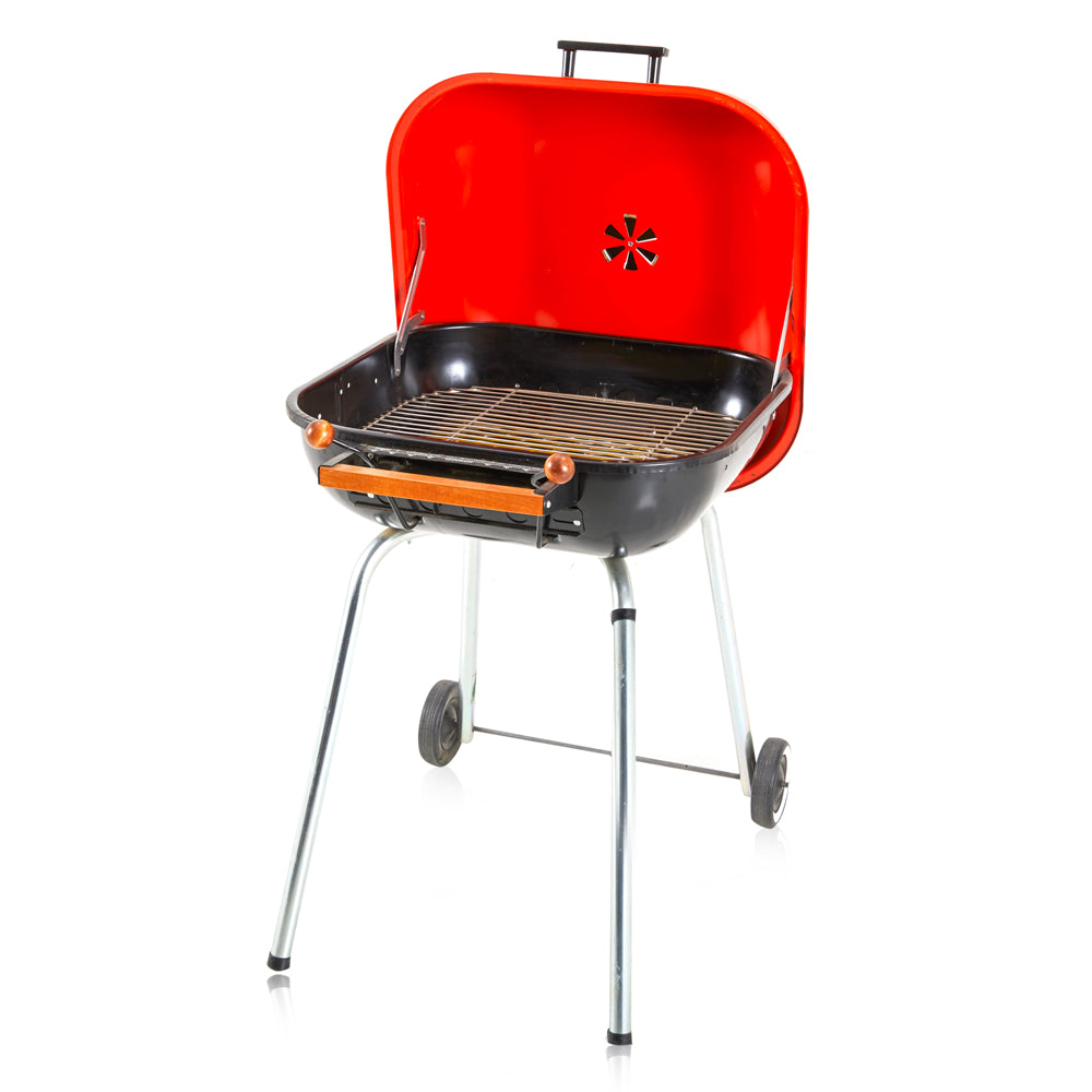 Red and Black Grill with Wheels