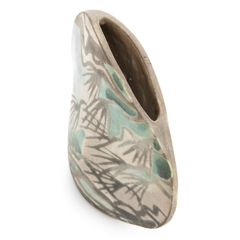 Green Aqua Ceramic Flat Vase (A+D)