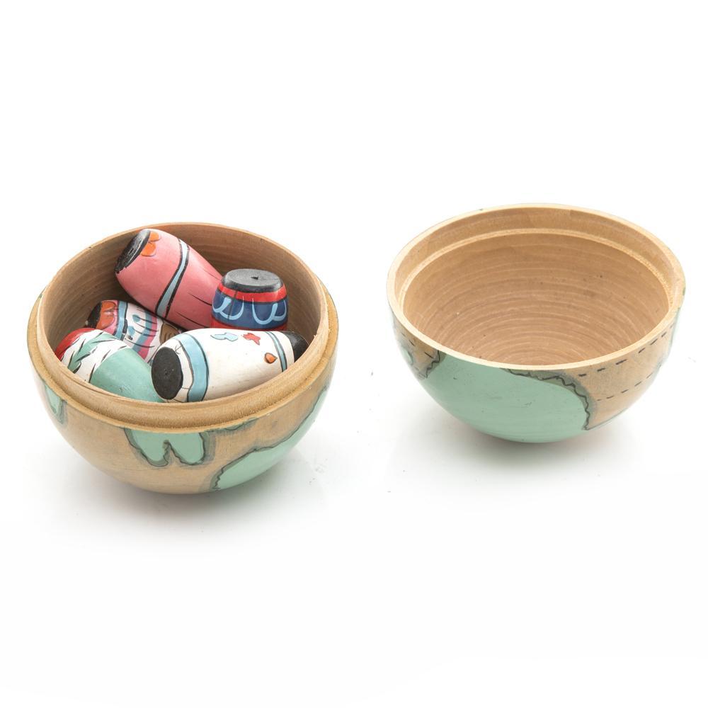 Green Aqua Wooden Globe Box (A+D)