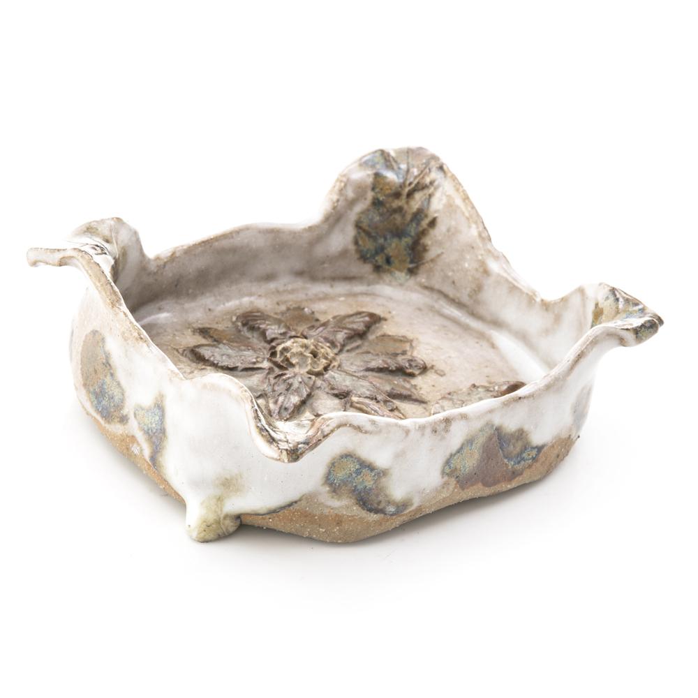 Tan Floral Ceramic Plate (A+D)