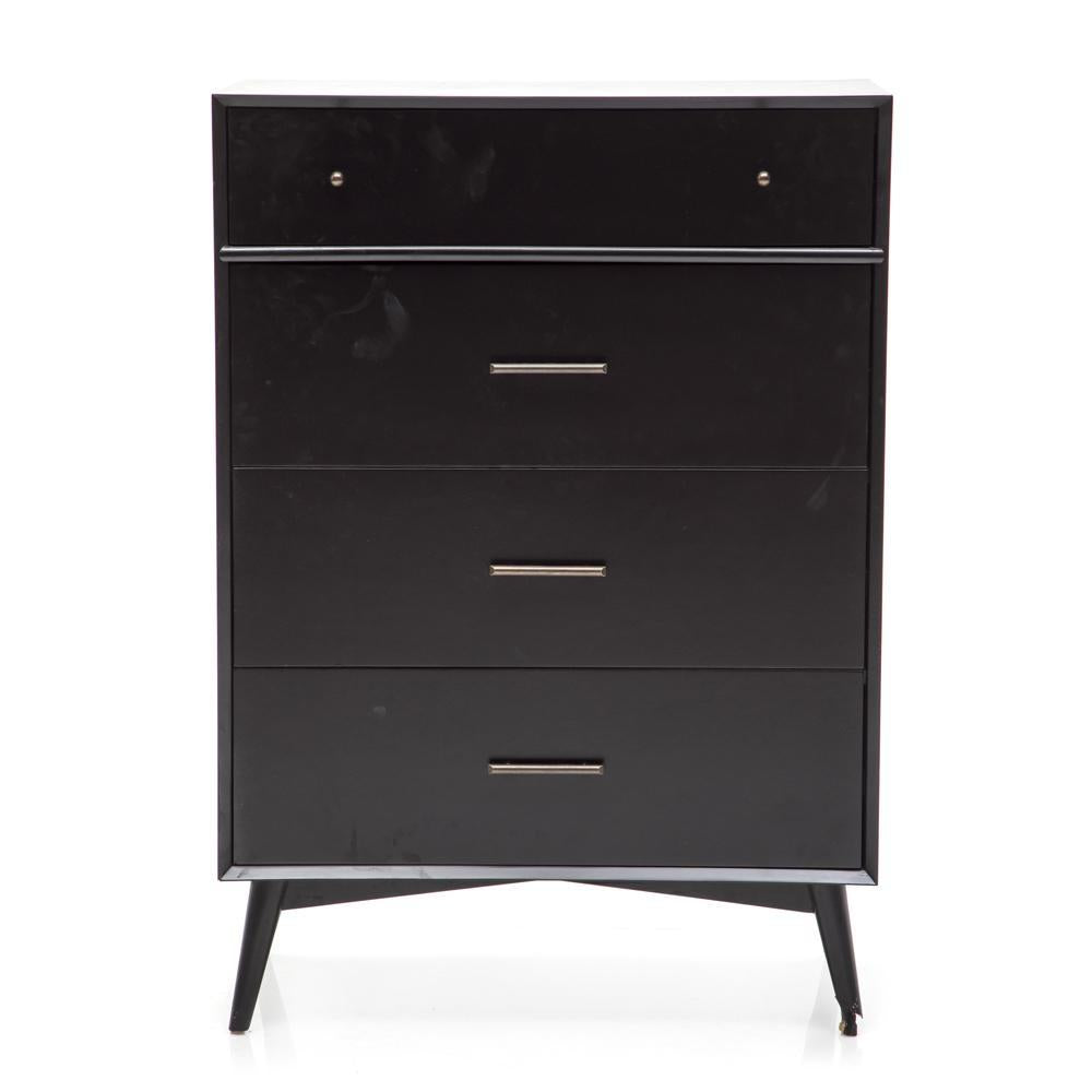 Black Contemporary Four Drawer Tall Dresser