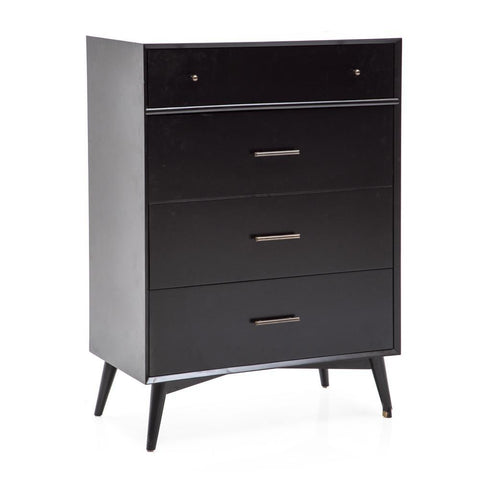 Black Contemporary Four Drawer Tall Dresser