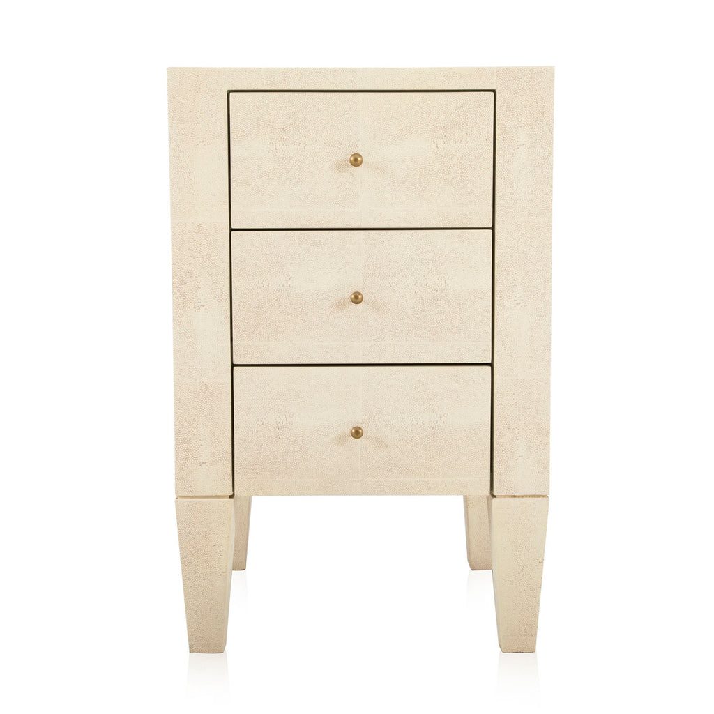 White Leather Bedside Table with Drawers