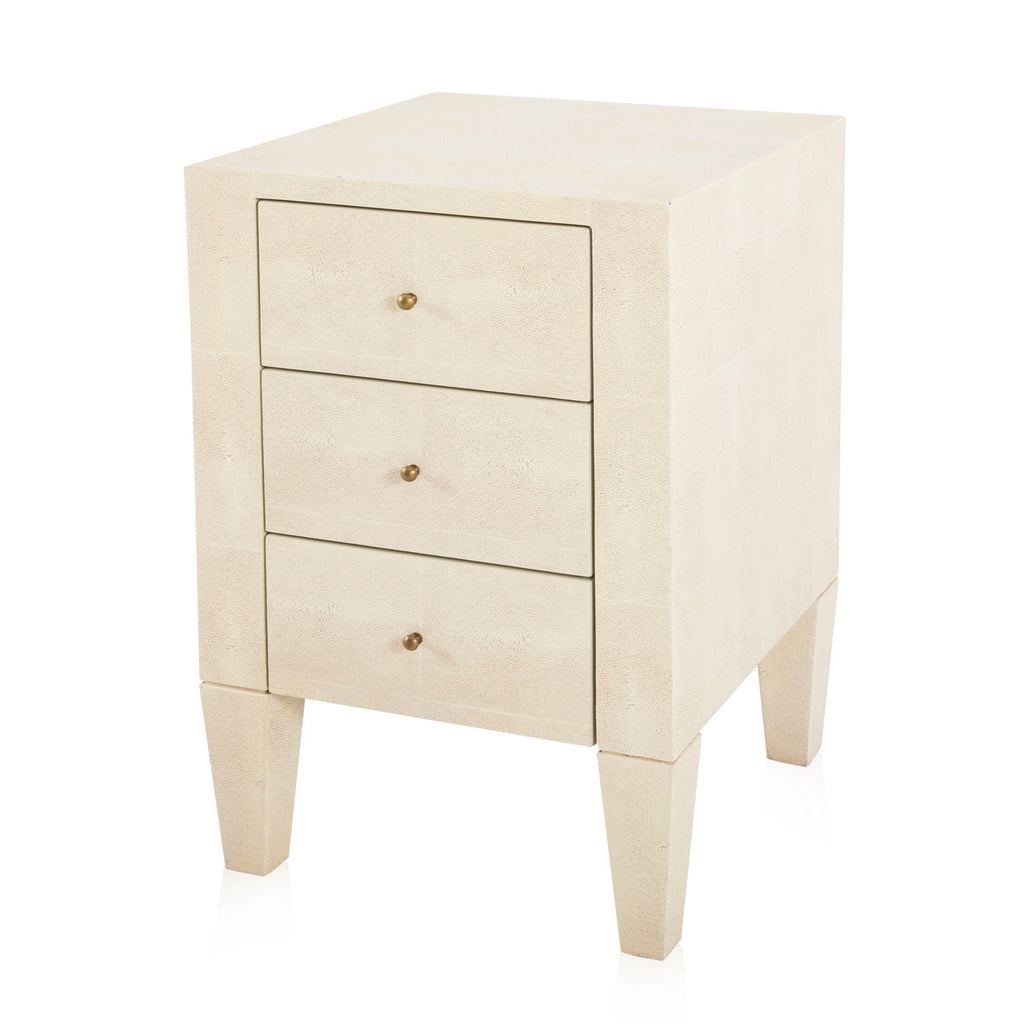 White Leather Bedside Table with Drawers