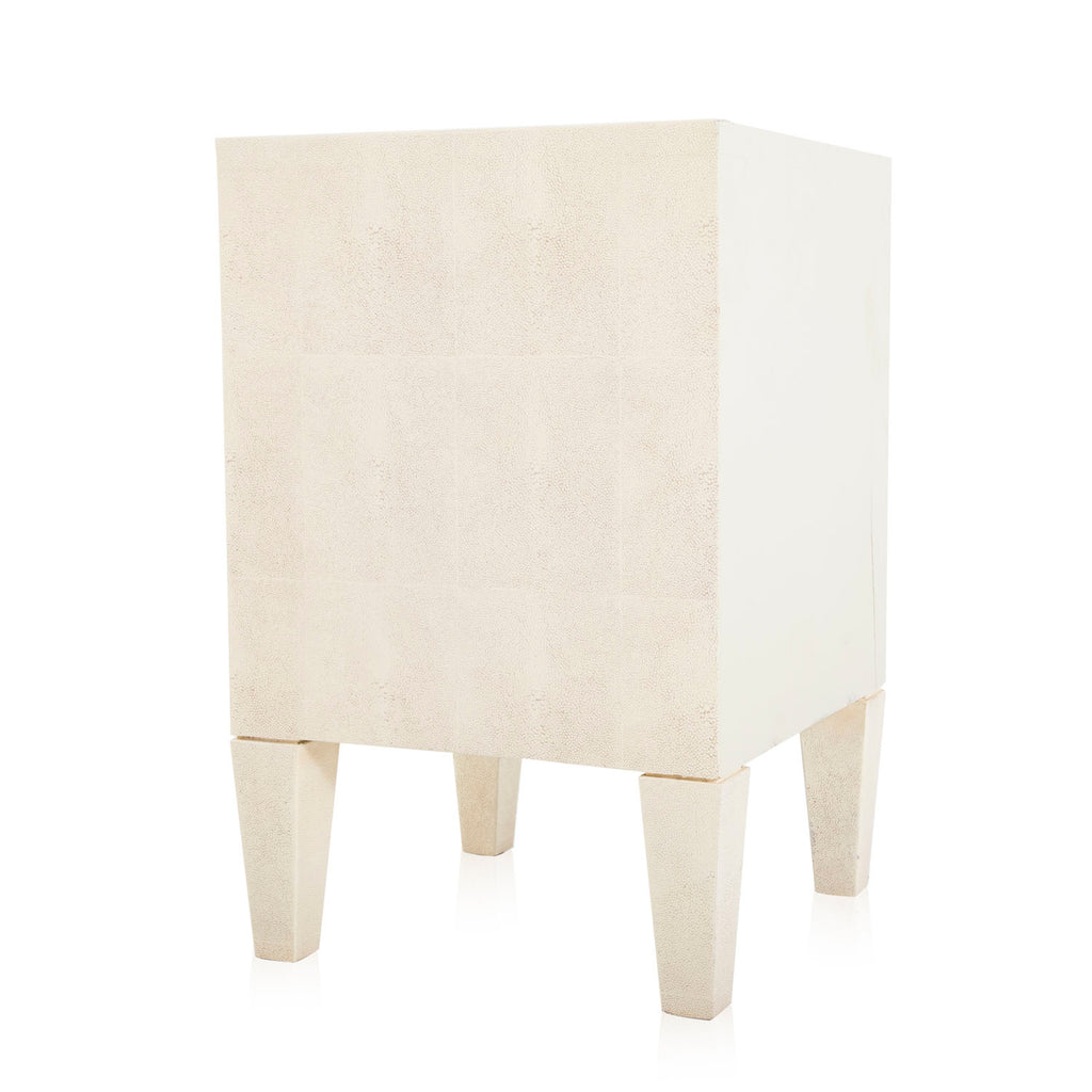White Leather Bedside Table with Drawers