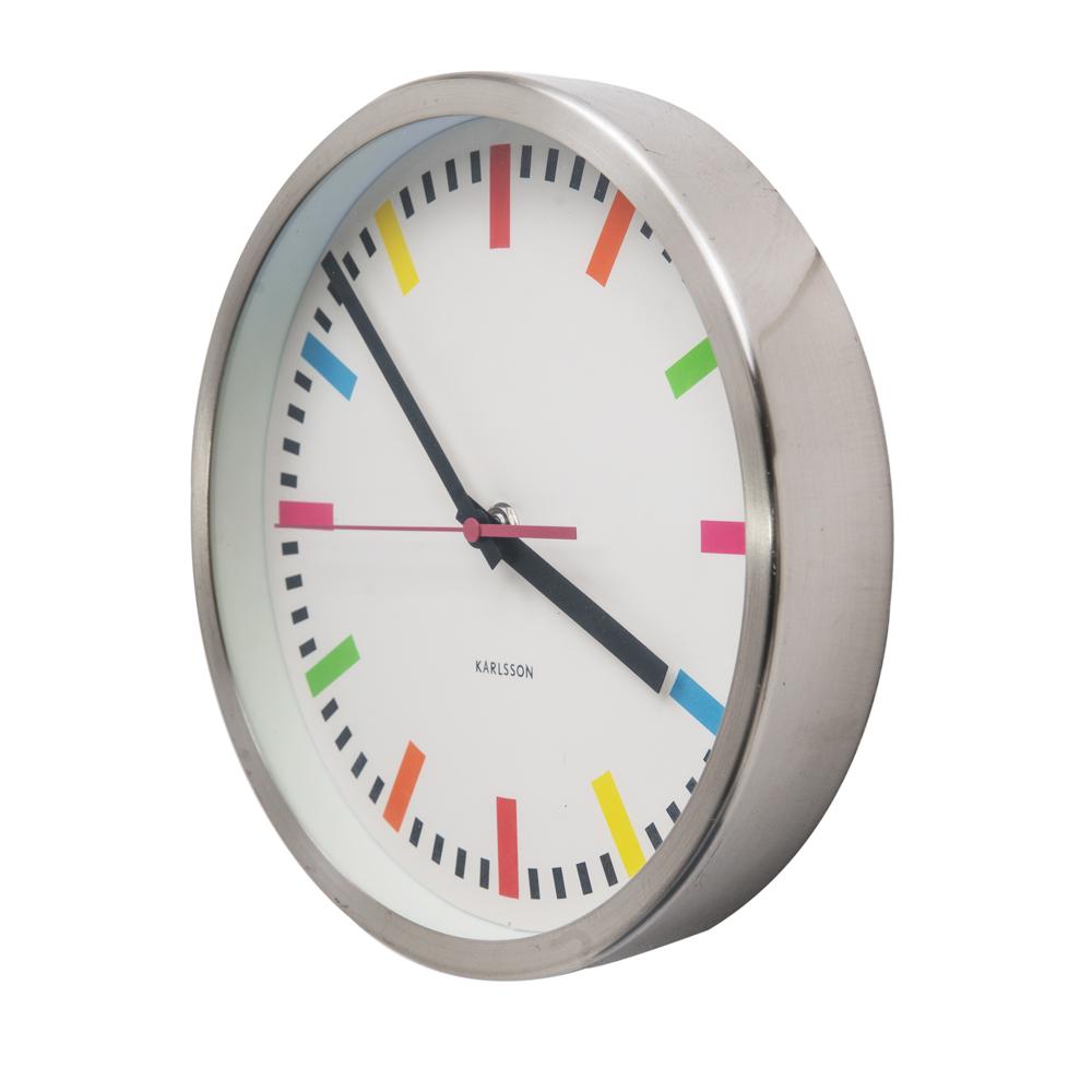 Colorful Lines Silver Circle Wall Clock