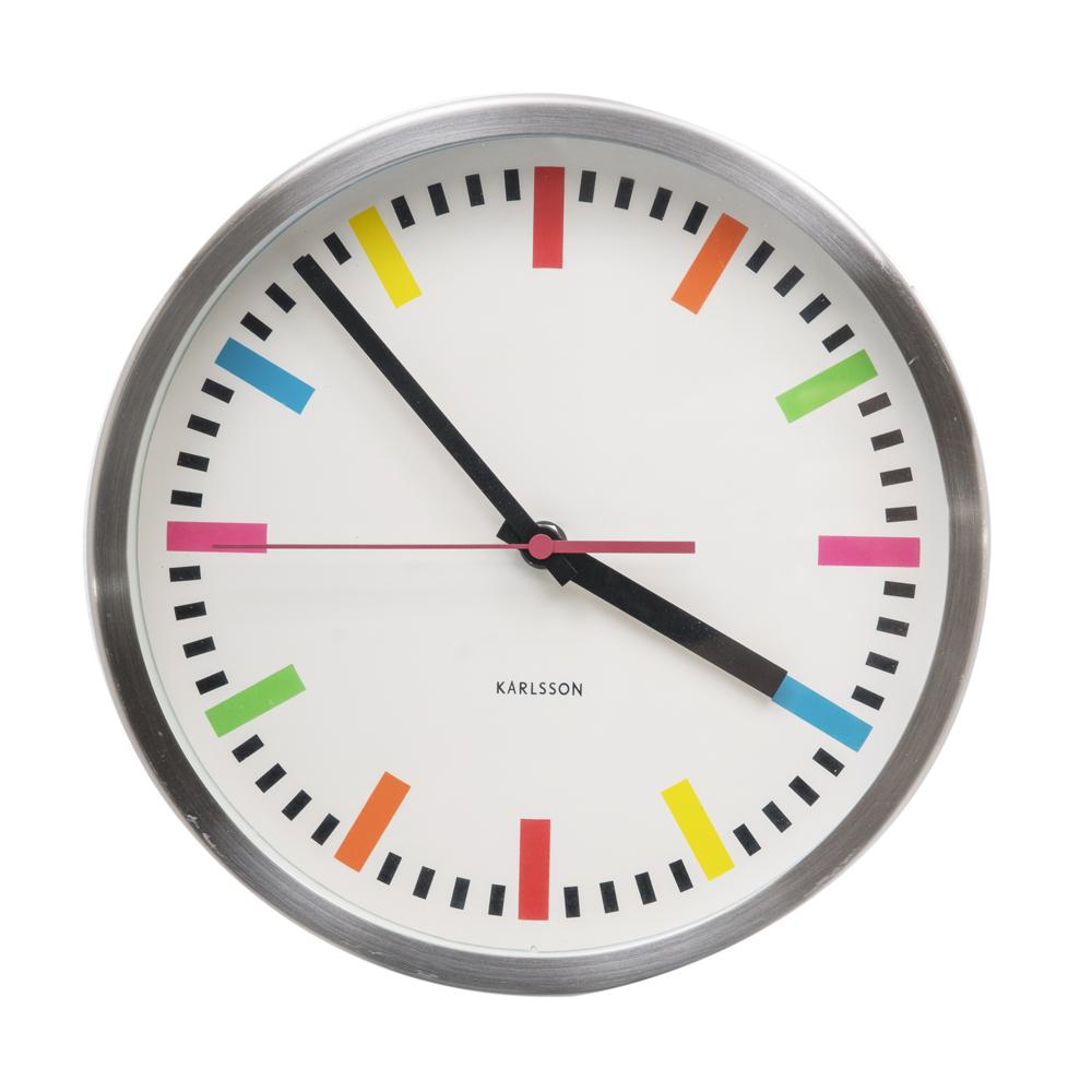 Colorful Lines Silver Circle Wall Clock