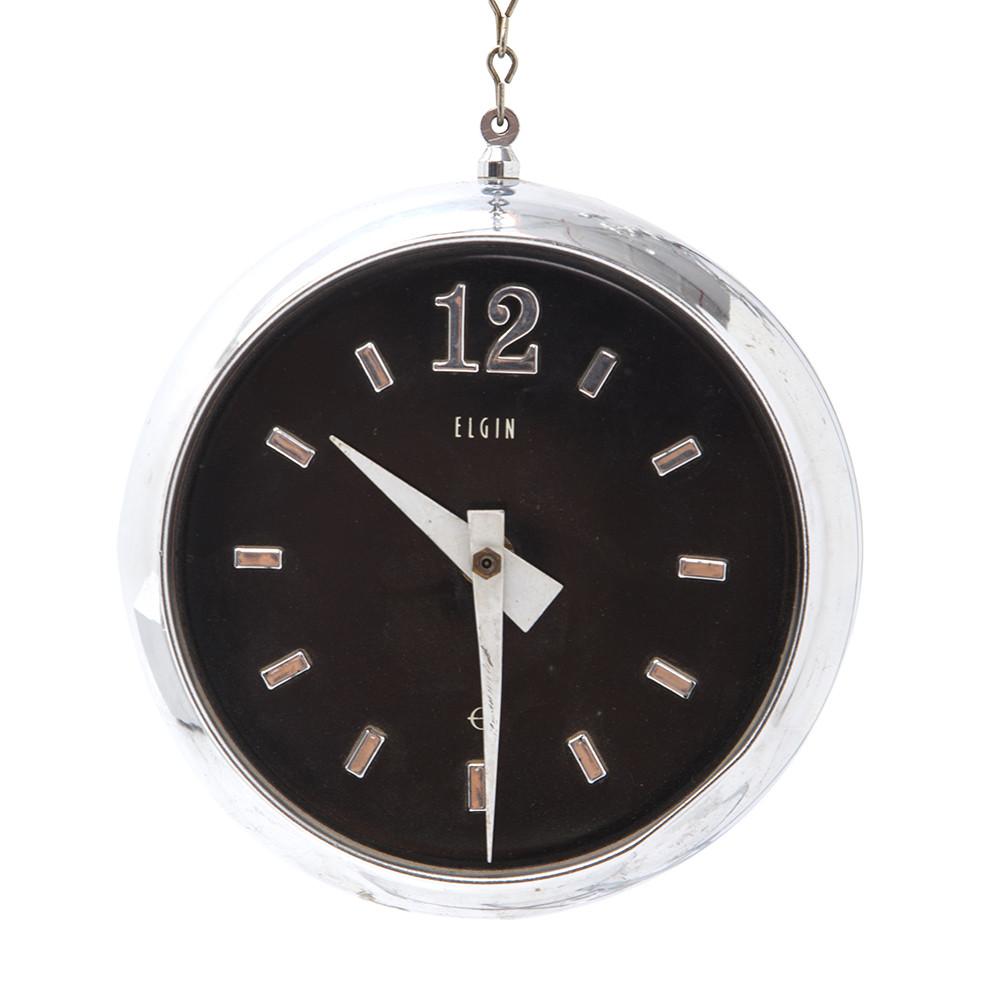 Chrome and Black Eyeball Sconce Clock