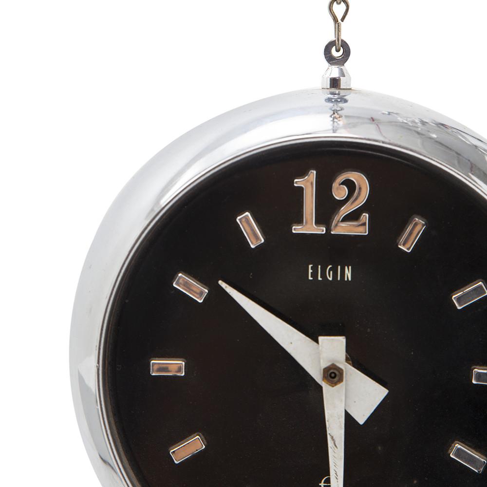 Chrome and Black Eyeball Sconce Clock