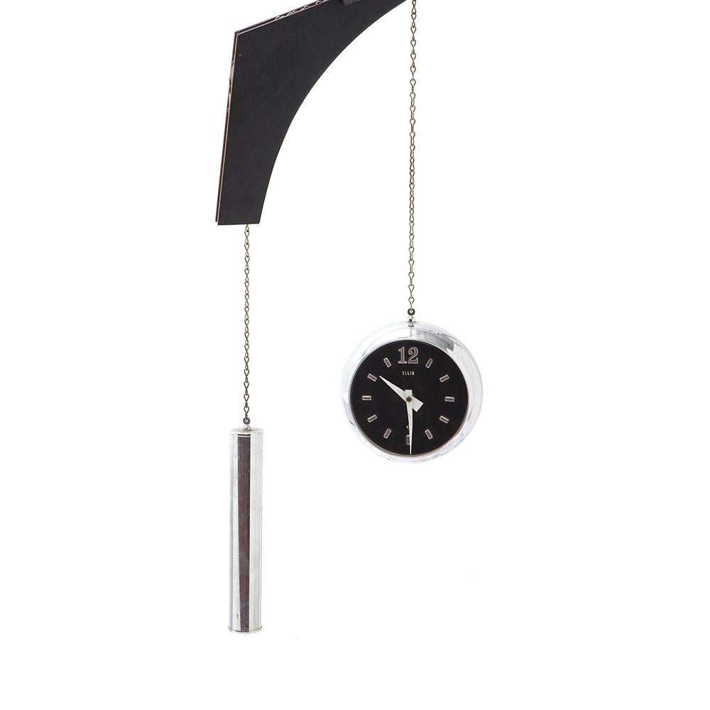 Chrome and Black Eyeball Sconce Clock