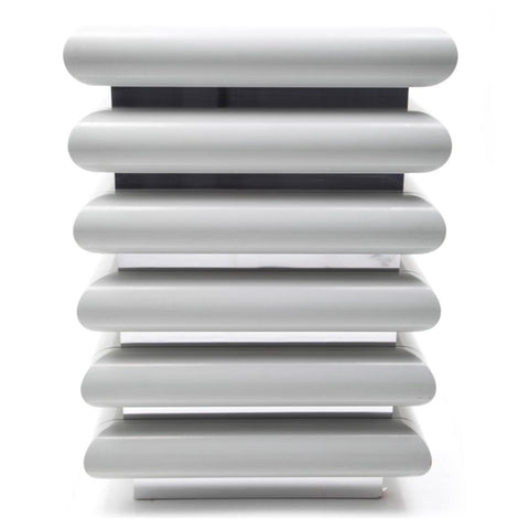 Grey Lacquer Ribbed Tall Boy Dresser