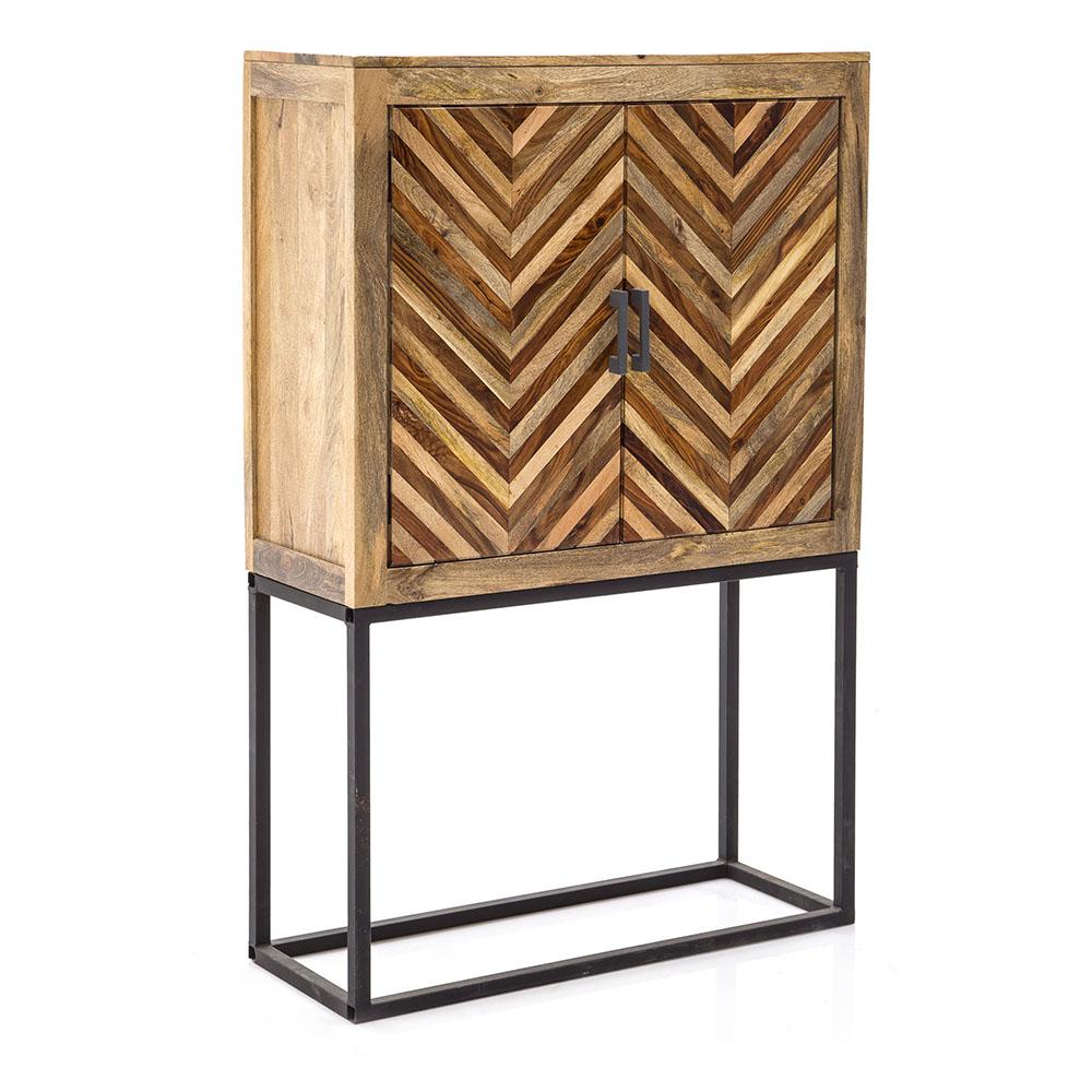 Chevron Wood Pattern Bar Cabinet