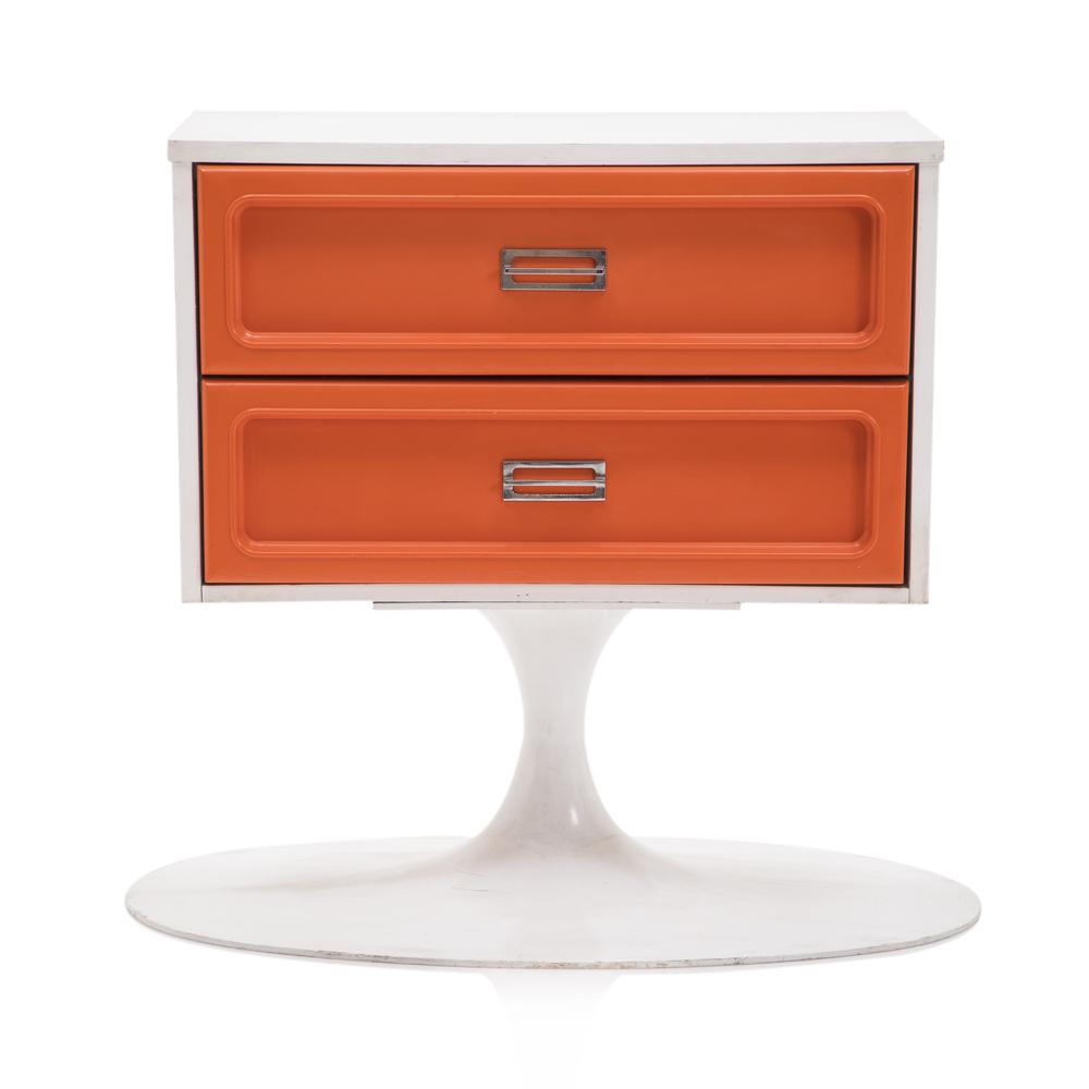 White & Orange Tulip Base Side Table
