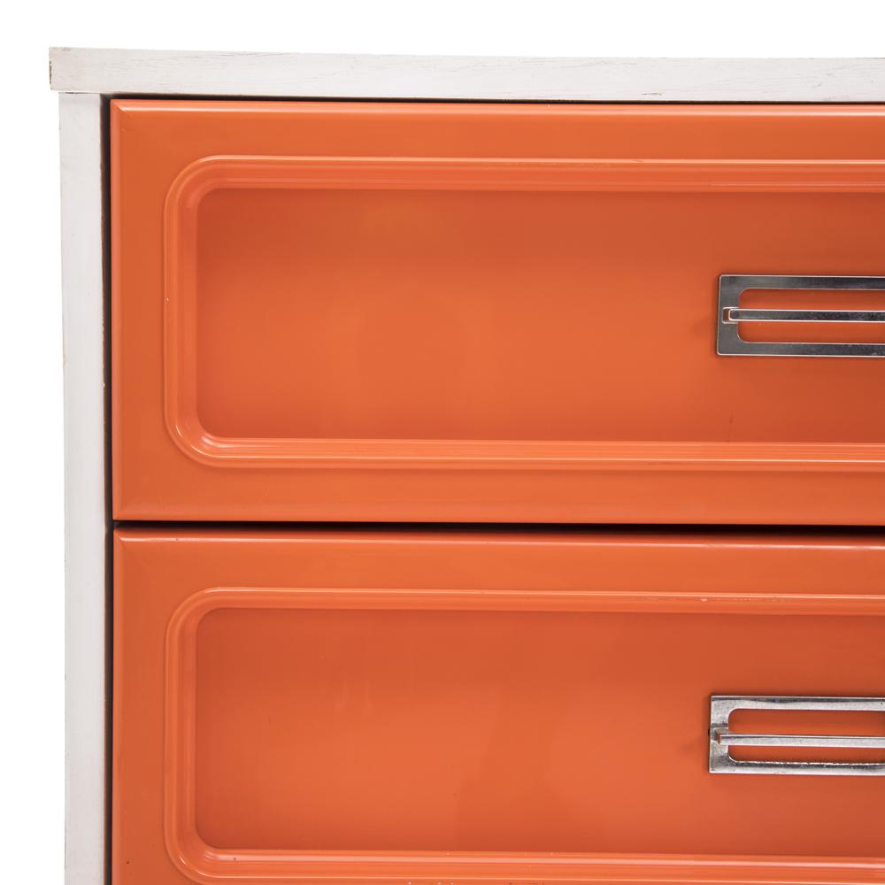 White & Orange Tulip Base Side Table