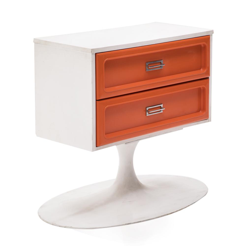 White & Orange Tulip Base Side Table