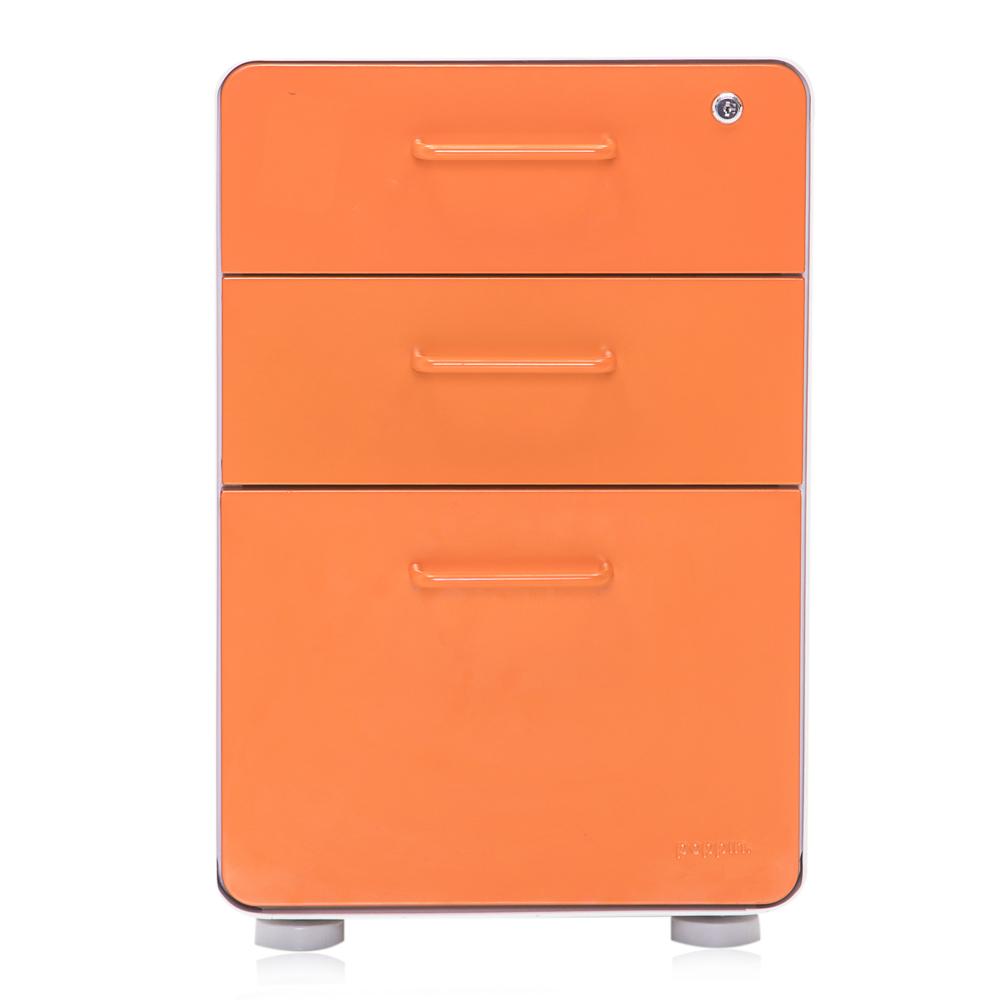 Modern Orange and White File Drawer