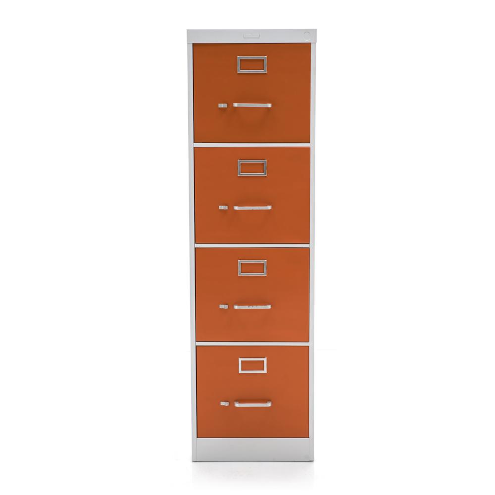 Orange + White 4 Drawer Filing Cabinet