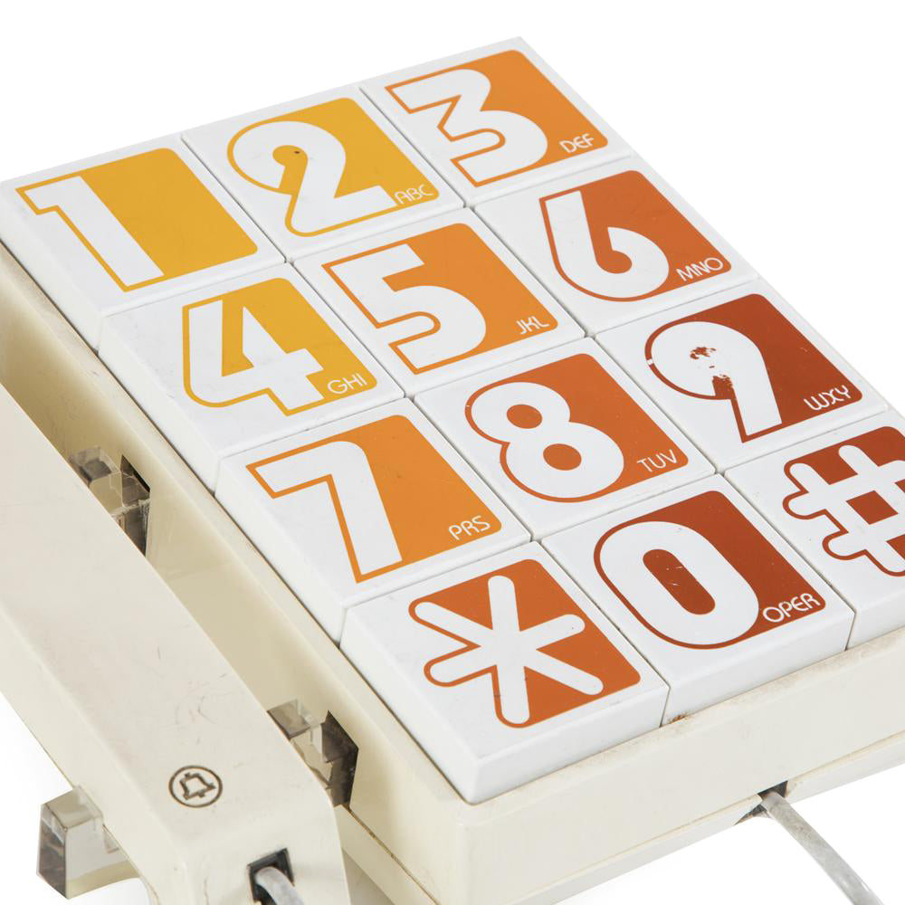 Off-white Vintage Phone with Oversize Orange Buttons