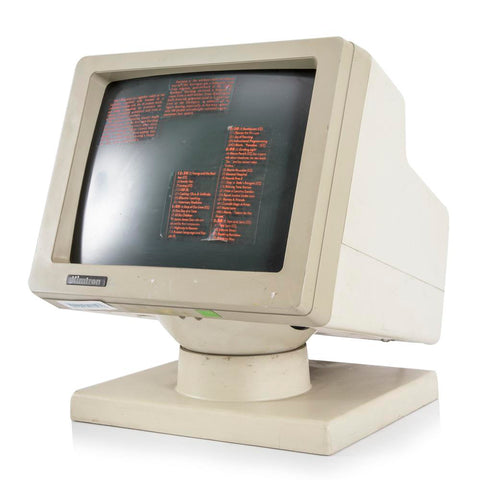 Vintage Computer Monitor with Red Text