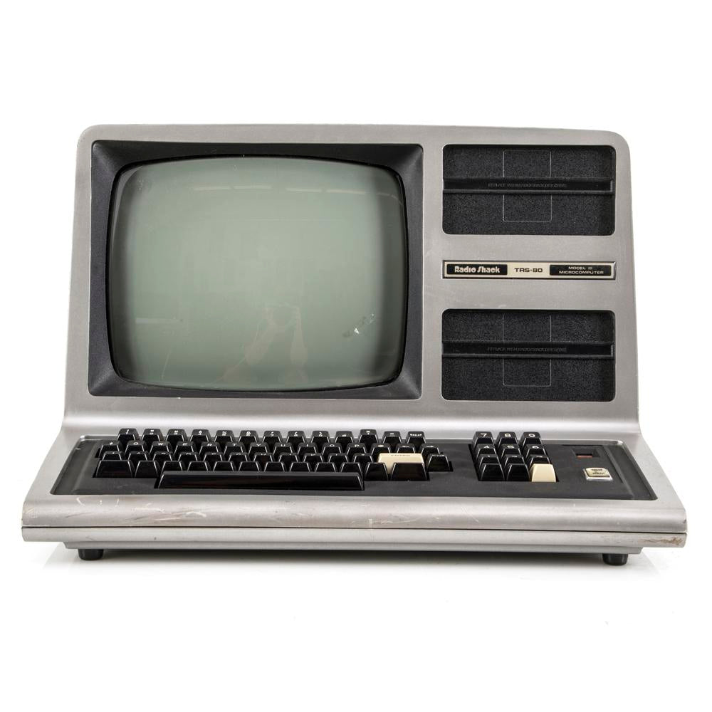 Silver Radio Shack Computer + Keyboard