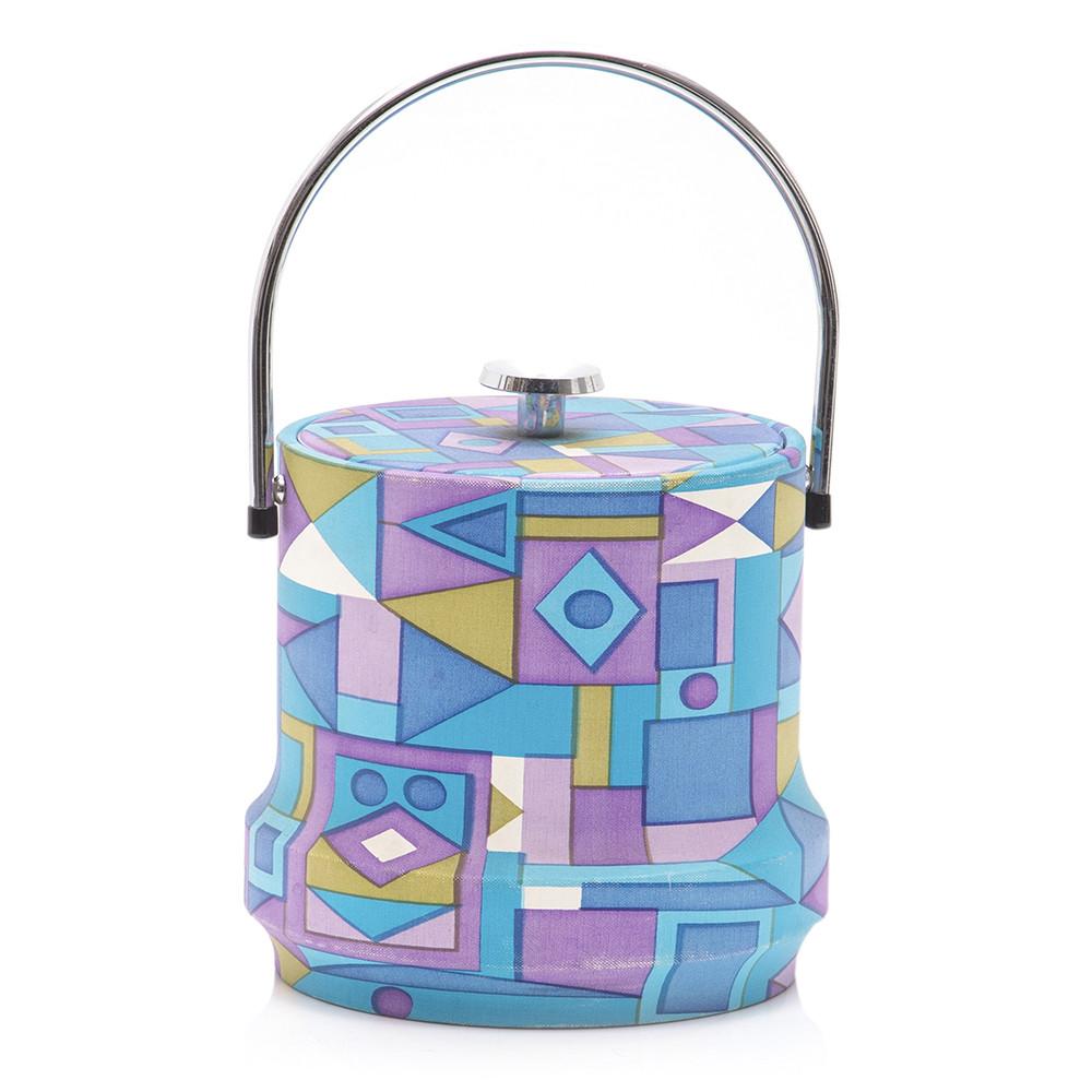 Blue + Purple Shapes Ice Bucket  w LId