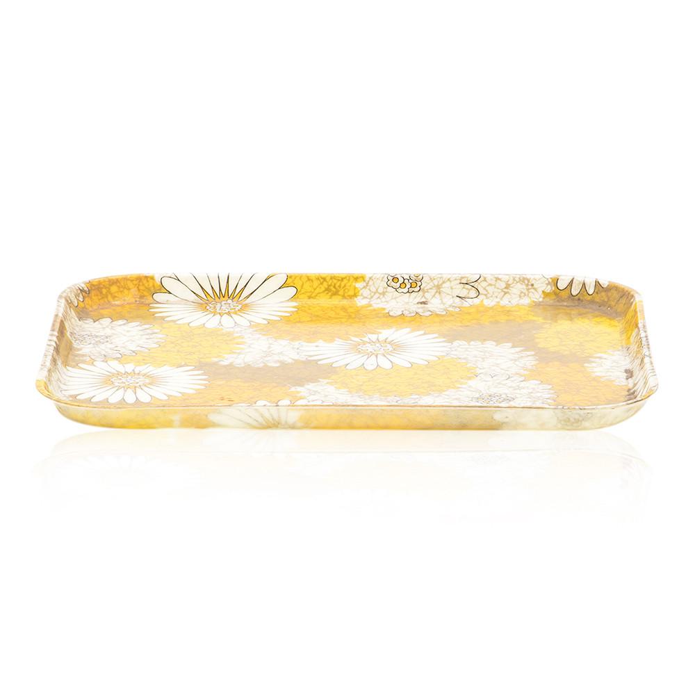 Yellow Mustard Floral Rectangle Serving Tray