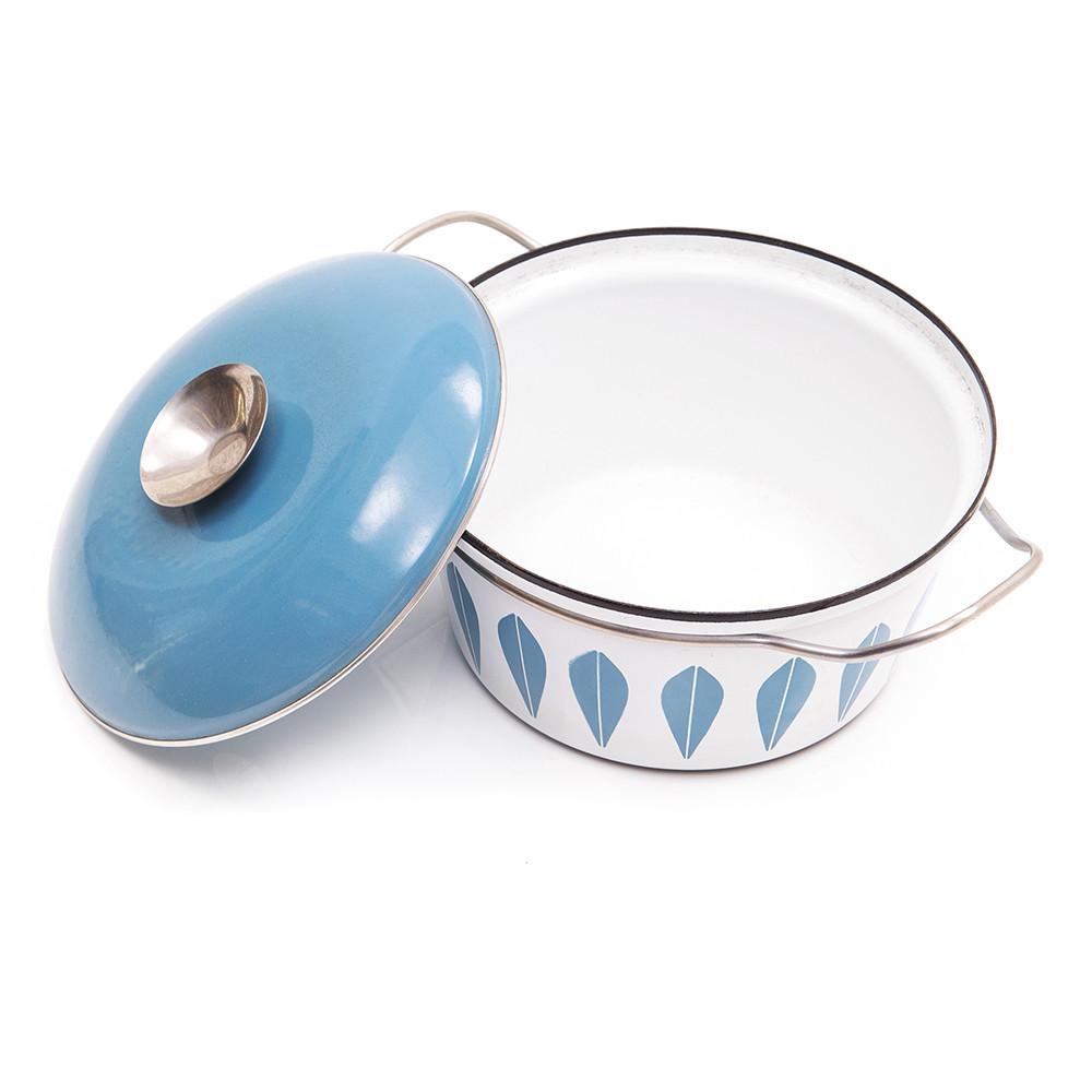 White Cathrineholm Pot with Blue Lid (Part of Set)