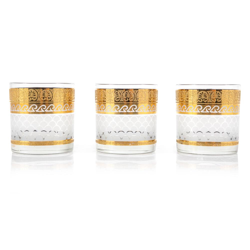 Gold Pattern Fish Scale Rocks Glasses