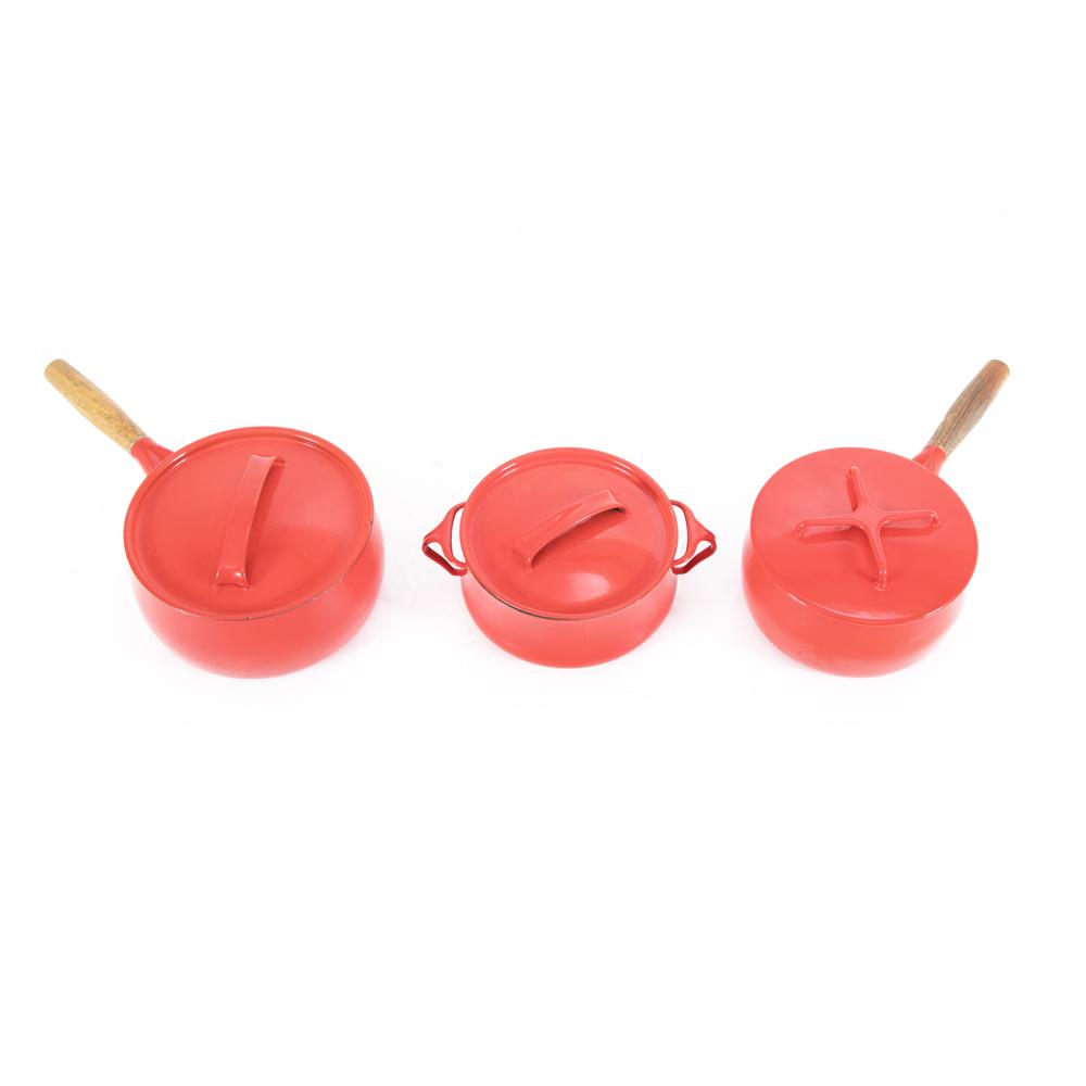 Red Metal Danish Pot Set