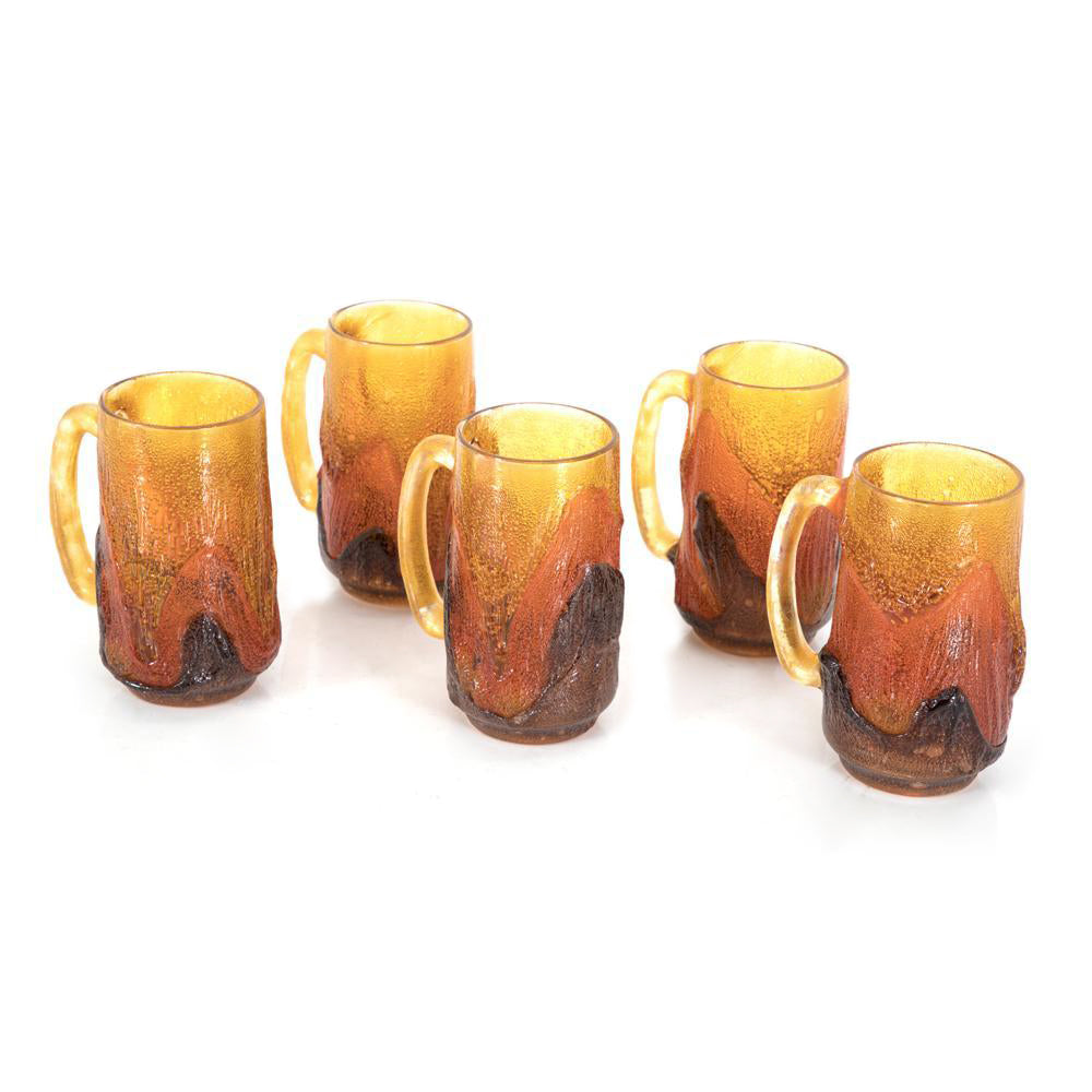Amber Glass Lava Mugs - Set of 5