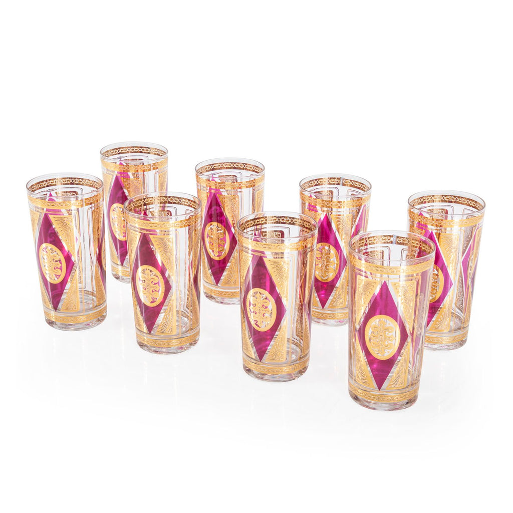 Gold + Red Highball Glass