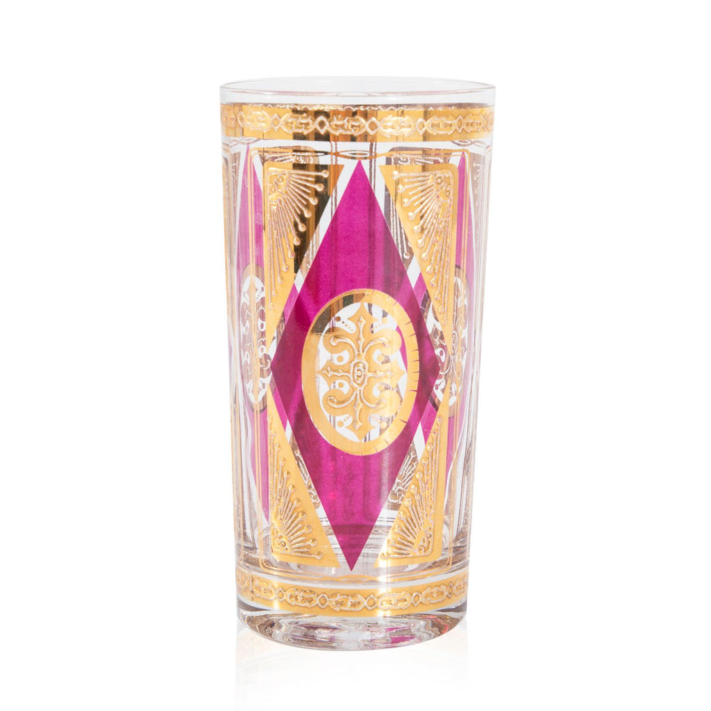 Gold + Red Highball Glass