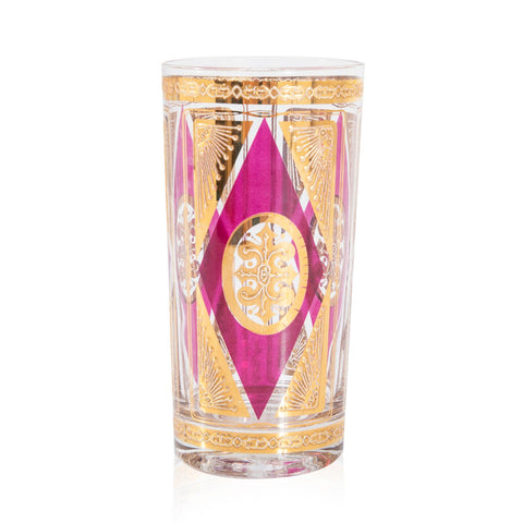 Gold + Red Highball Glass