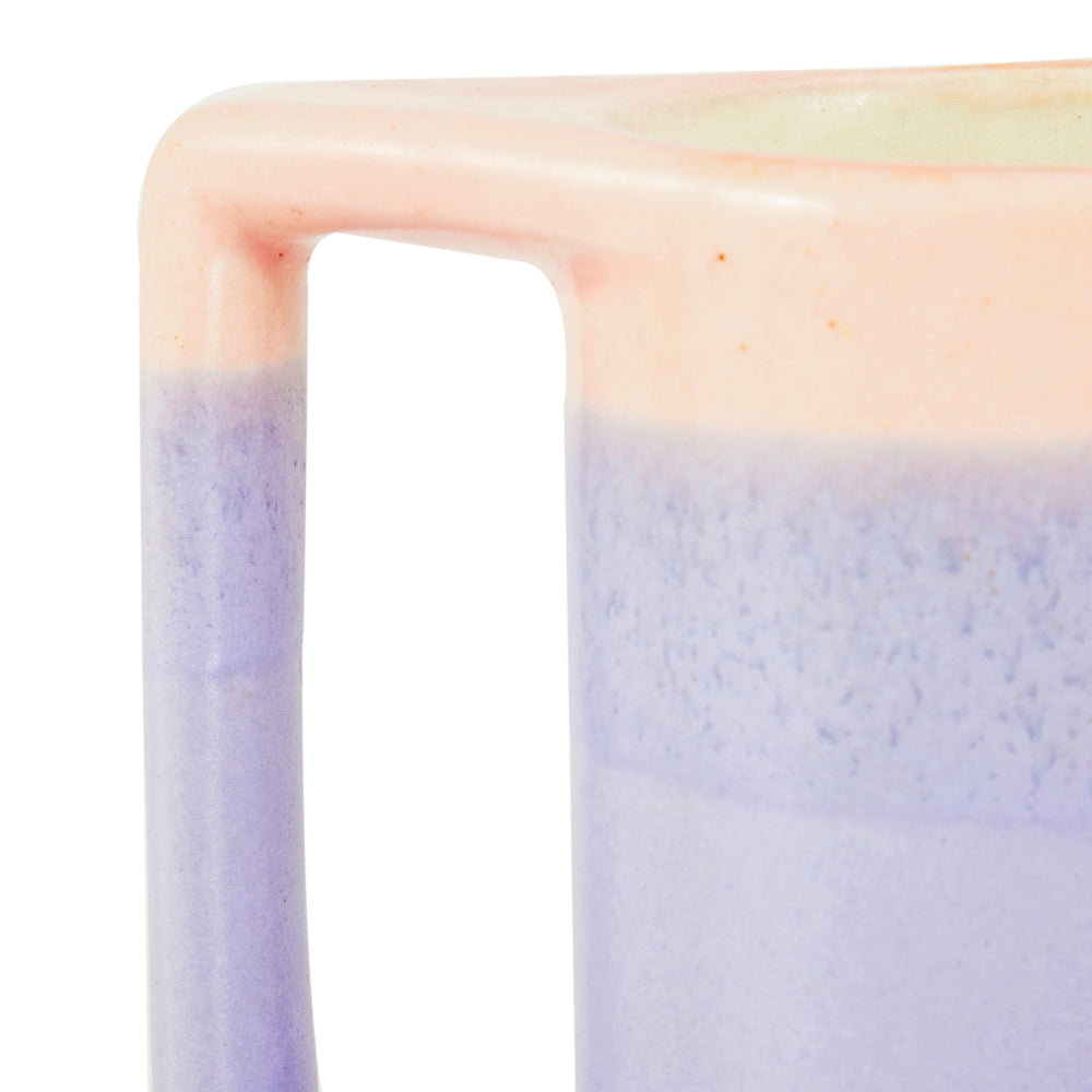 Purple + Pink Ceramic Mug with Wood Stand