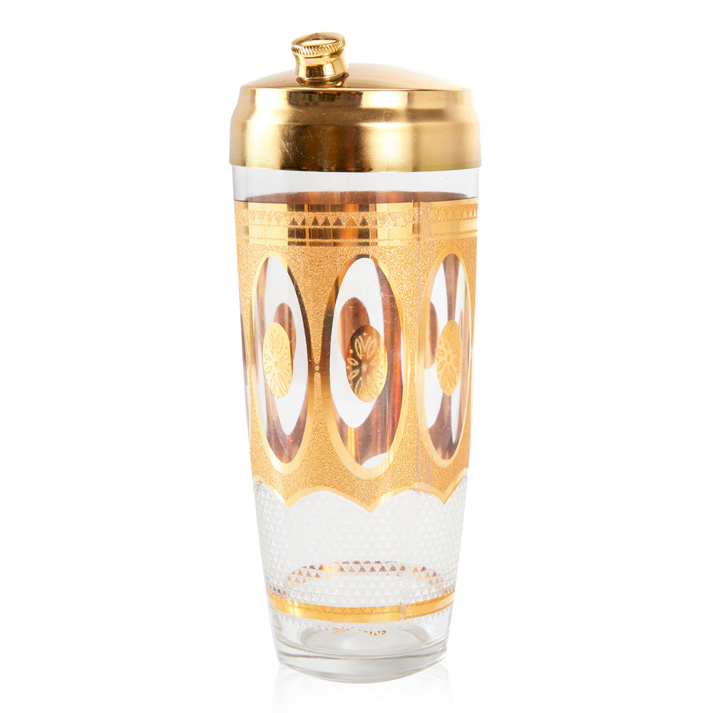 Gilded Glassware Set -Shaker and 6 Rocks Glasses