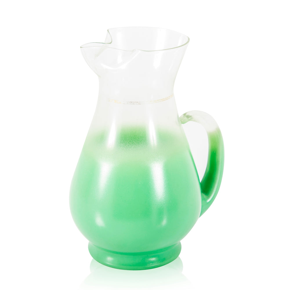 Lime Green Ombre Glass - Set of 4 Cups and Pitcher
