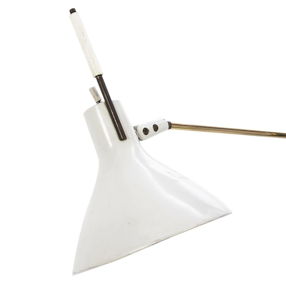 Brass and Wood White Triple Shade Floor Lamp