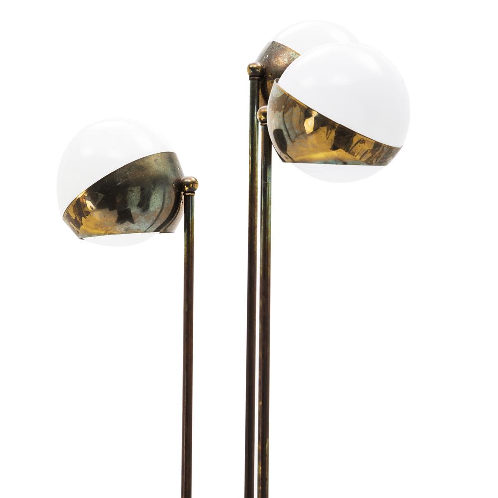 Triple Orb Brass Lamp with Resin Mosaic Table