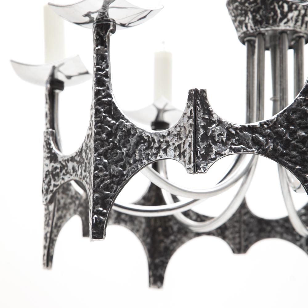 Hammered Silver Metal Candelabra Chandelier