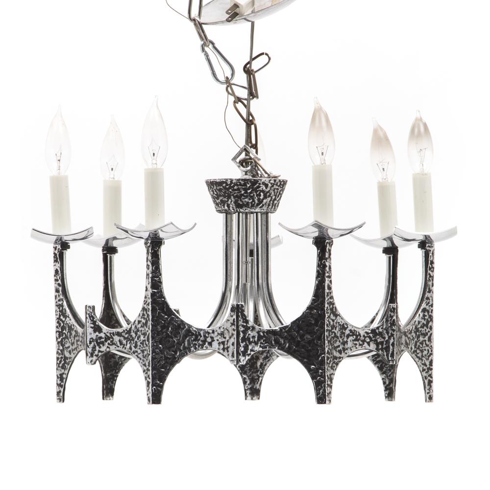 Hammered Silver Metal Candelabra Chandelier