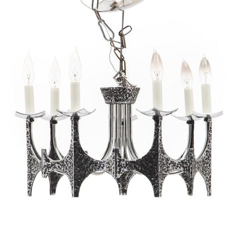 Hammered Silver Metal Candelabra Chandelier