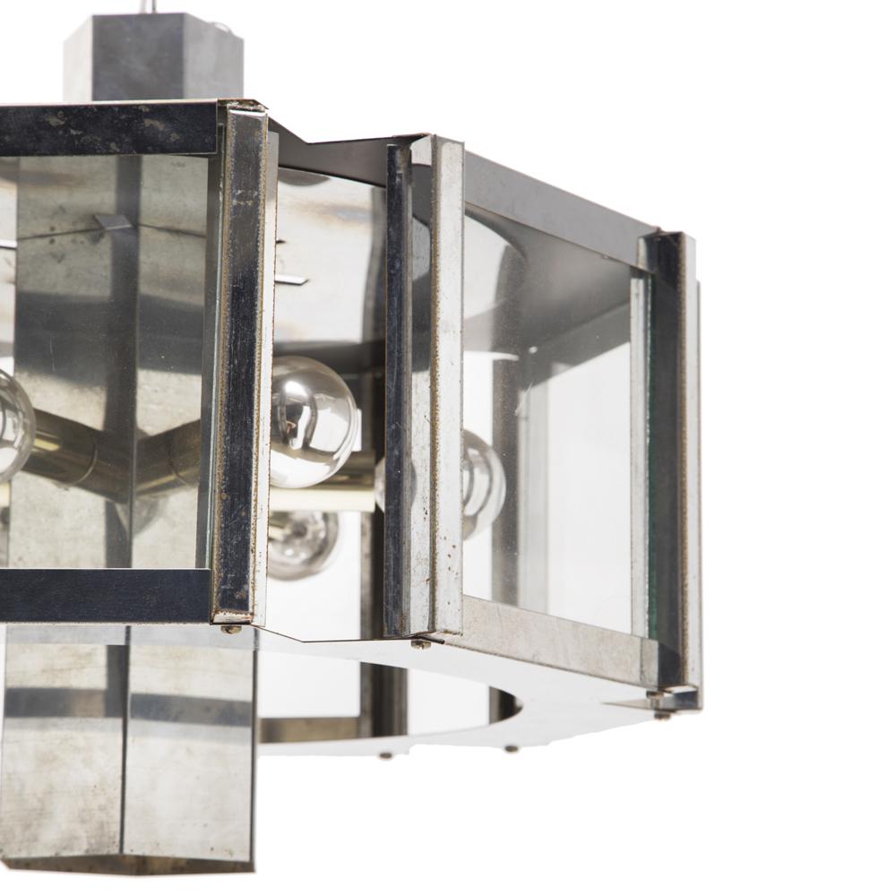 Chrome + Glass 1970's Chandelier Pendant