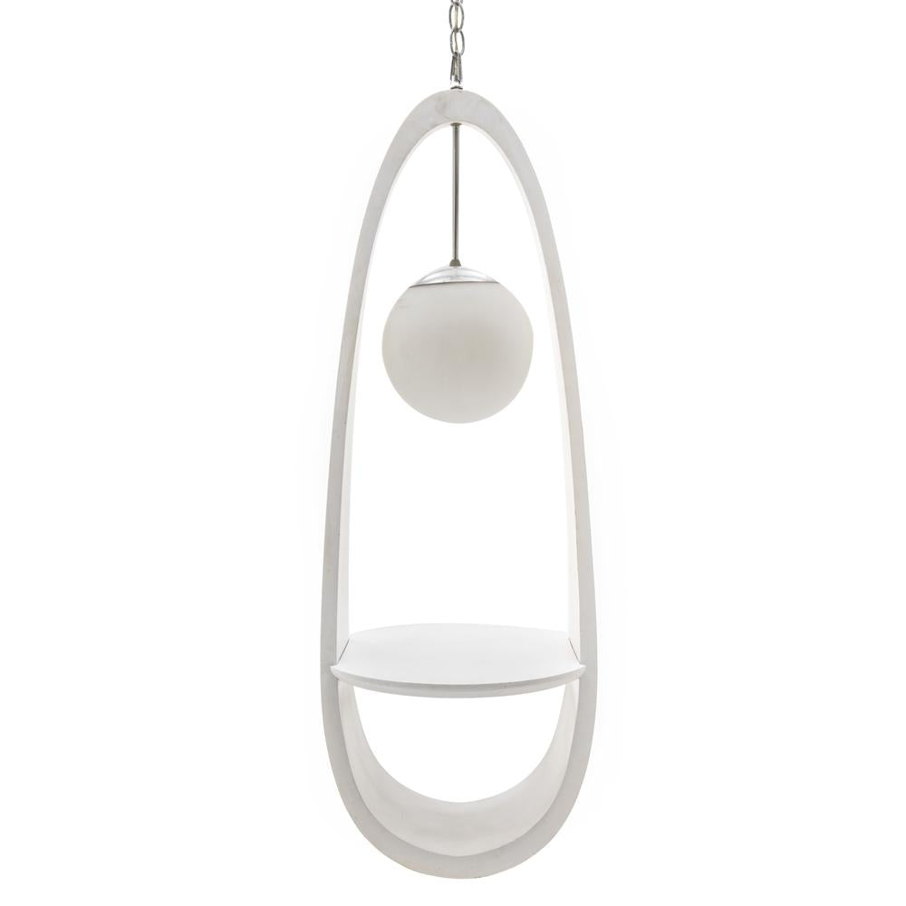 White Mod Oval Hanging Pendant Lamp w Globe