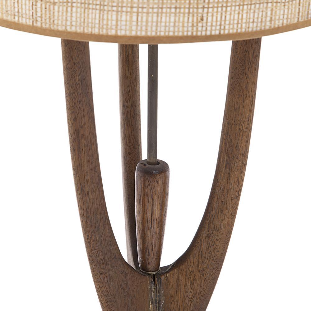 Tall Dark Wood MCM 3 Prong Table Lamp