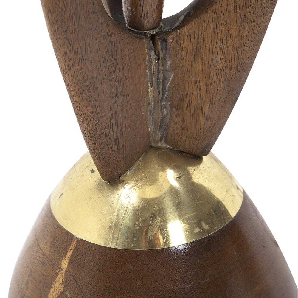 Tall Dark Wood MCM 3 Prong Table Lamp