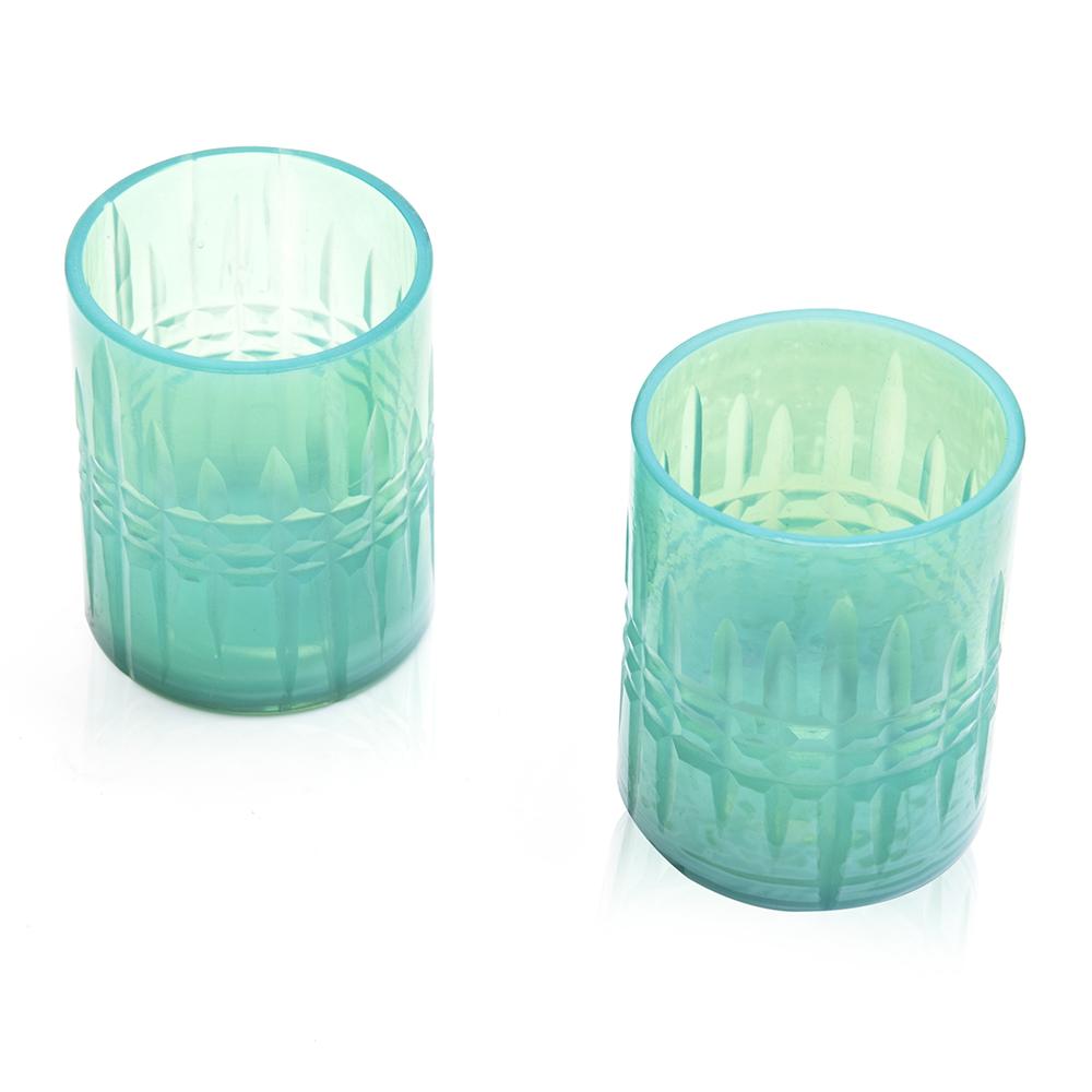 Green Aqua Glass Tea Lights (A+D)