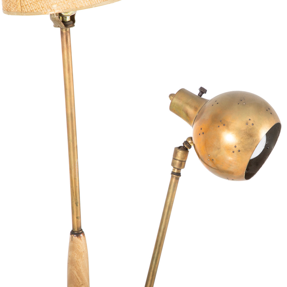 Wood and Brass Floor Lamp