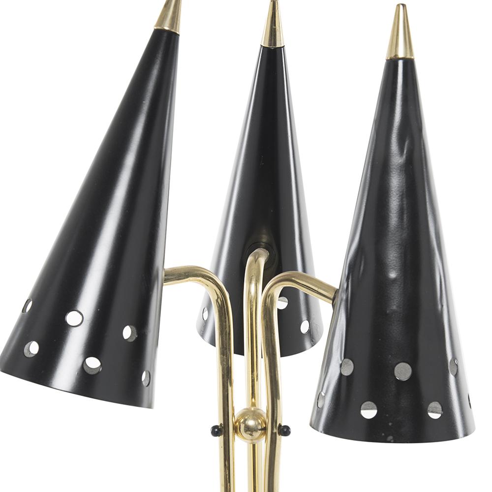 Gold & Black 3 Cone Floor Lamp
