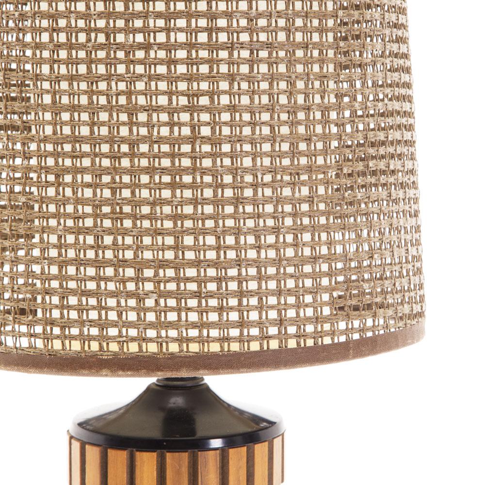 Black & Wood Wicker Table Lamp