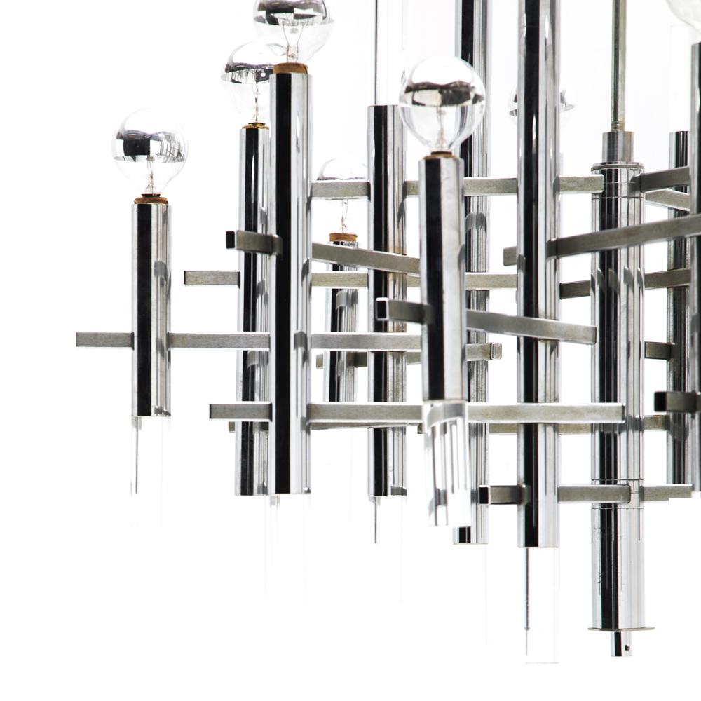 Chrome Grid Chandelier